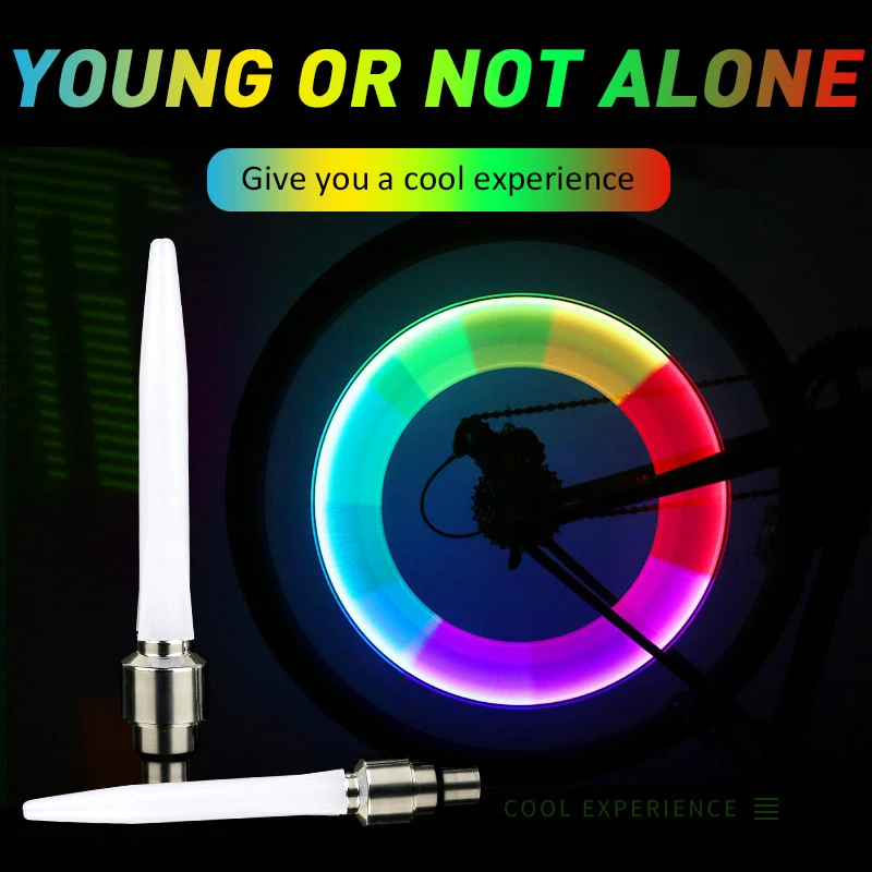 

2pcs Neon Lights Outdoor Equipment Car Wheel LED Light Bike Light Tire Valve Cap Flash Spoke Bicycle Accessories Bicycle Light