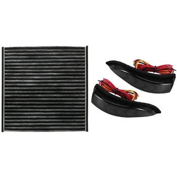 

1 Pcs Car Cabin Air Filter Activated Carbon & 1 Pair Car Rearview Mirror Side Light Turn Flow Light Signal Light