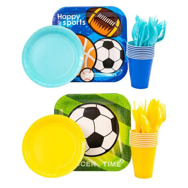

Sports Party supplies Disposable Dinnerware Set Paper Plates, Cups-Serves 8 X4YD