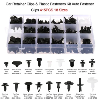 

Hot Car Retainer Clips & Plastic Fasteners Kit Auto Fastener Clips with Clips Removal Tool 415PCS 18 Sizes Car Rivet Trim Clips