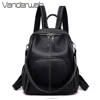 

Multifunction Women Backpack Female Soft Leather Casual Black Shoulder Bag High Quality School Bags For Girls Back Pack Mochilas