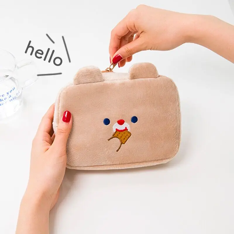 Coin Purse Cute Women Handbag Phone Bag Bentoy Milkjoy Flannel Soft Digital Packet Function Large Storage Case Make Up Holder | Канцтовары