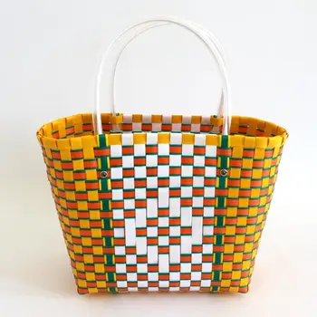 

Fashion Contrast Color Woven Women's handbag Large Capacity Basket Shopper Bags For Women 2020 Summer Beach Tote Lady Hand Bags