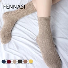 Новые толстые теплые носки женские корейские стильные рождественские женские носки теплые белые шерстяные носки Harajuku женские длинные носки FENNASI