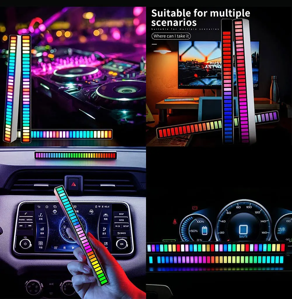 battery night light Music Sound Control Pickup Rhythm Ambient Atmosphere Night Lamp APP Control PC Computer Game Backlight RGB LED Strip Car Lights night lights for adults