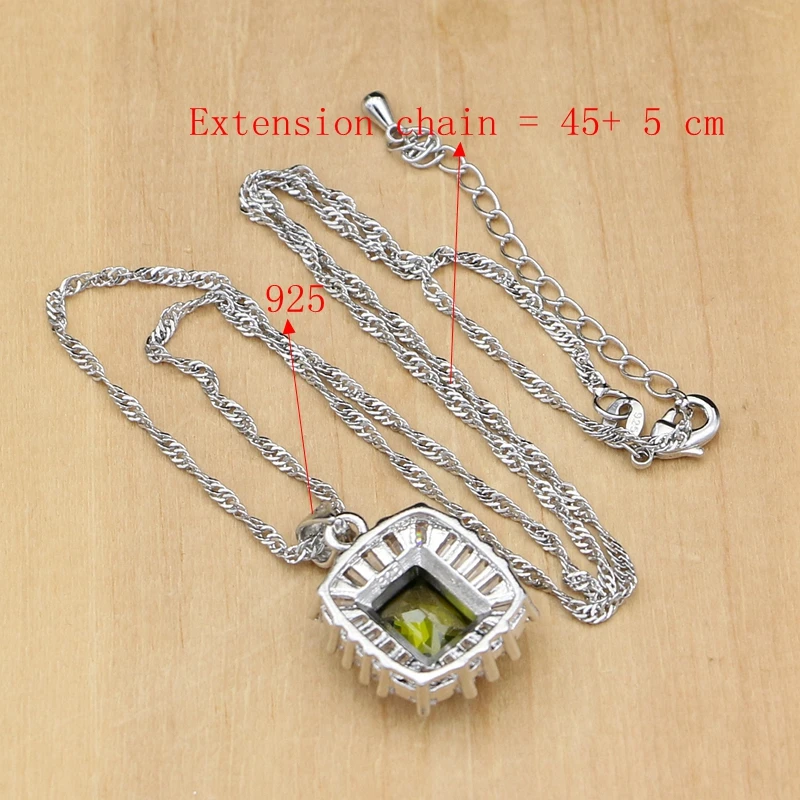 Женский комплект украшений из серебра 925 пробы квадратная кожа