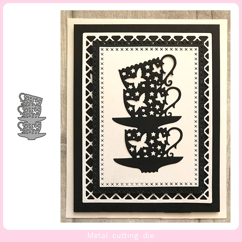 3-слойный чашка с изображением бабочки металлический Трафаретный вырубной Штамп