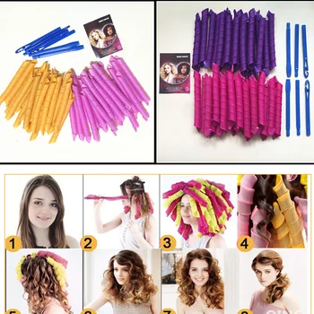 

40pcs 55cm Magic Spiral Plastic Manual Curlers 21.65" Leverage curler hooks Former Spiral Styling Roller home/Salon DIY tool