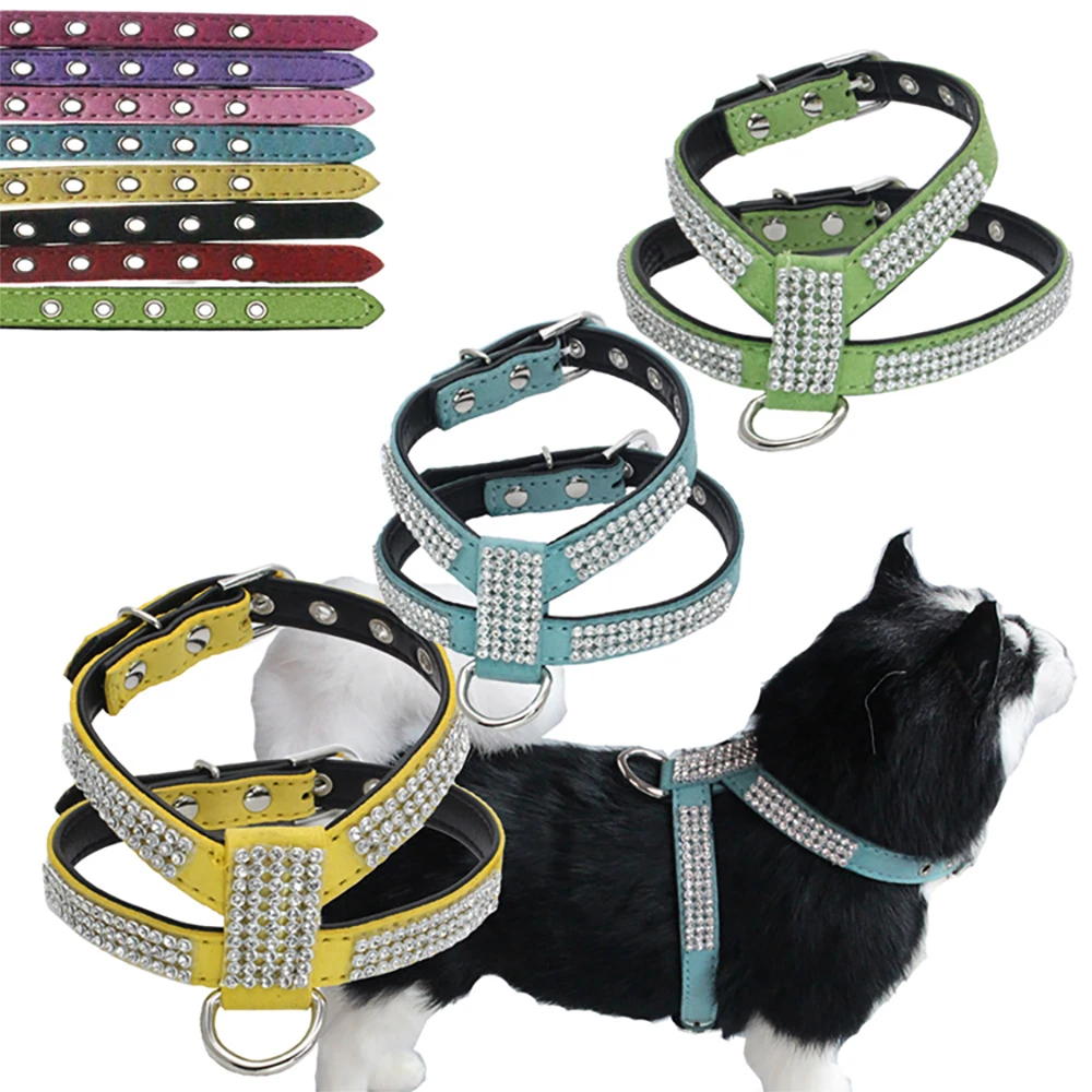 

Artificial Diamond Bling Rhinestone Bowknot Cat Vest Harness Nylon Kitten Leash Cat Chest Strap Belt Small Medium Pet Supplies