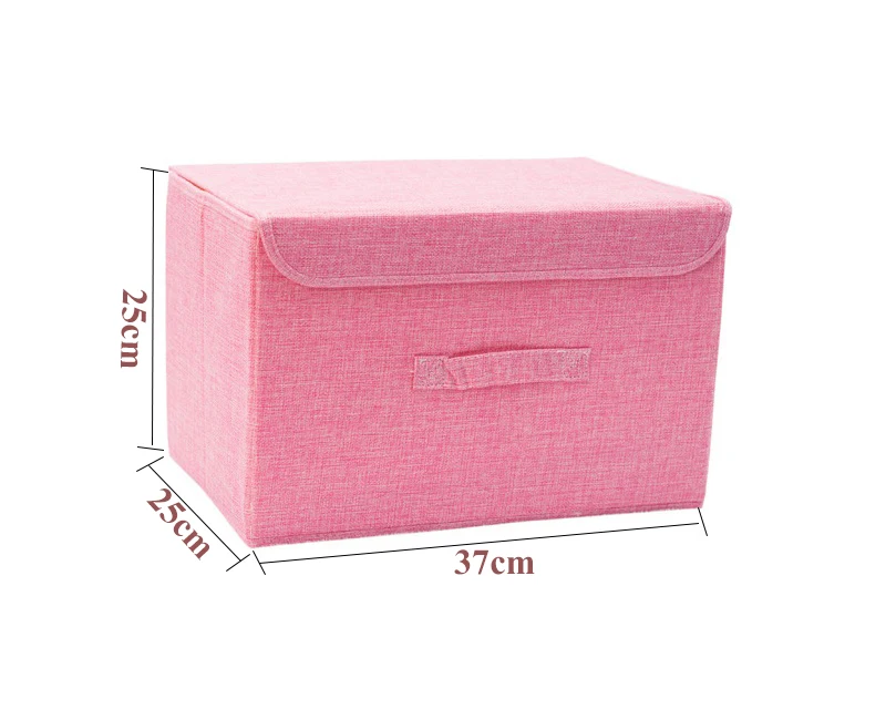 37X25X25CM Новая моющаяся хлопковая коробка для хранения, ОБИТАЯ льняной тканью с крышкой одежда игрушечный перевод закуски разное Органайзер Косметическая корзина для хранения - Цвет: 37X25X25CM