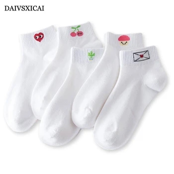 

5Pairs/lot=10Pieces Summer Female Cotton Socks White Letters Low To Help Shallow Mouth Woman Short Cotton Socks
