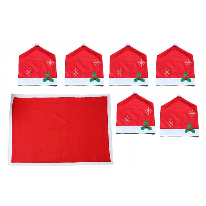 Christmas Holiday Santa Chair Hat Cover Tablecloth Christmas Party Table Dinner Decoration Home Decor