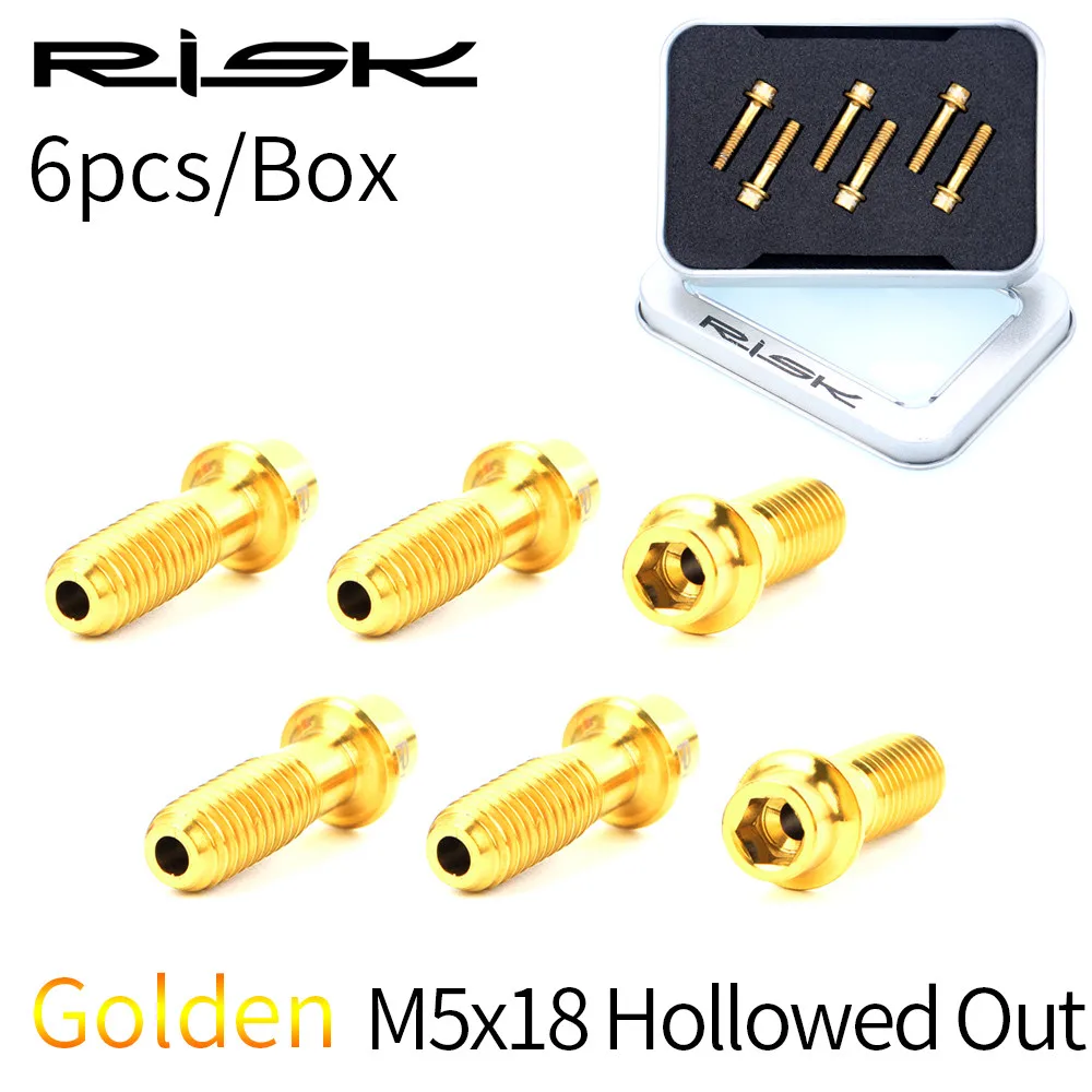 RISK 6 шт. M5* 18 мм титановые SL крепежные болты для руля MTB велосипеда руля TC4 SL винт крепежные детали для велосипеда