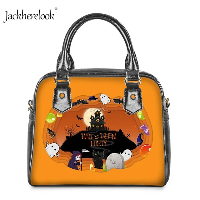 CC5506DL Jackherelook 3D Halloween Witch Printing Leather Shoulder Bag Pumpkin Moonlight Casual Totes For Laides Daily Cross Body Bags - Цвет: CC5506DL