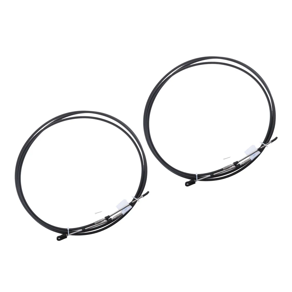 2pcs Universal Throttle Cable Black for Marine Boat Motor Control Lever 10FT