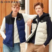 Giordano Men Coats Embroidery Stand Collar Contrast Quilted Vest Wrinkle Resistance Zip Front Roupas Masculina 01079741