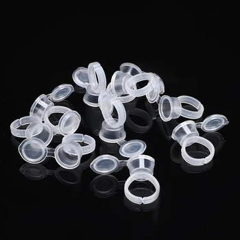 

10/50PCS Plastic Tattoo Ink Cup Finger Rings Flap Pigment Container Color Cup Tattoo Color Covered Ring Cup Tattoo Accessories