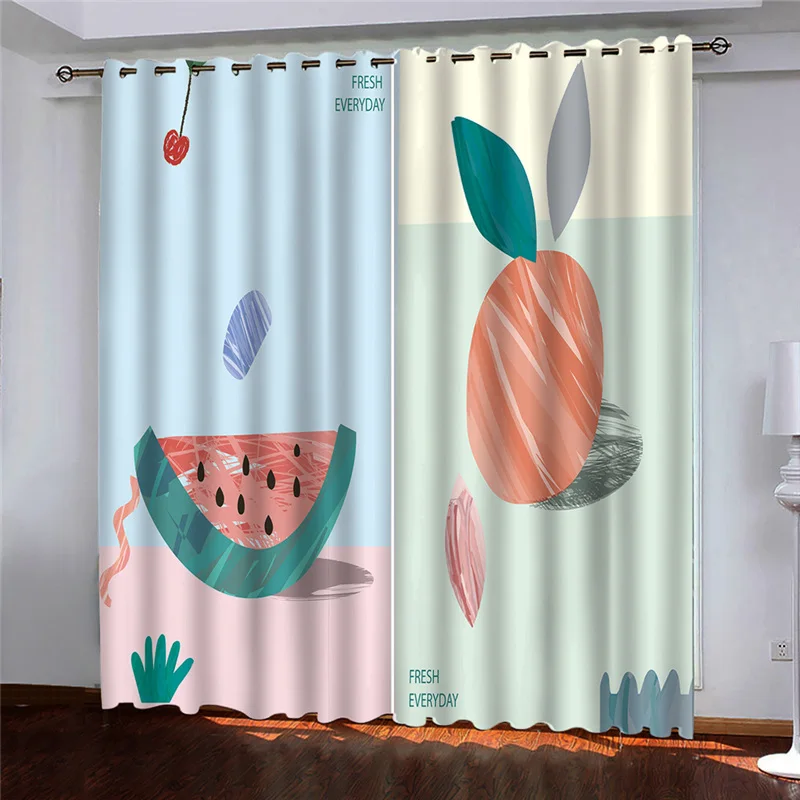 Sheer Curtains For window treatments fruit Kitchen Curtains Blackout Living Room Drapes Custom Made Blinds