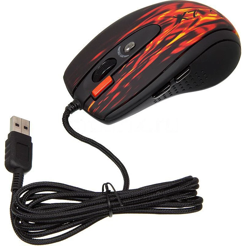 Мышь A4 XL-750BK красный/черный лазерная(3600dpi) USB2.0 игровая(6but