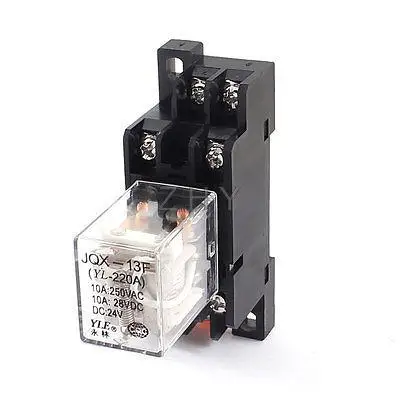 

JQX-13F DC 24V Coil 35mm DIN Rail Mount DPDT 8Pin Power Relay + Socket