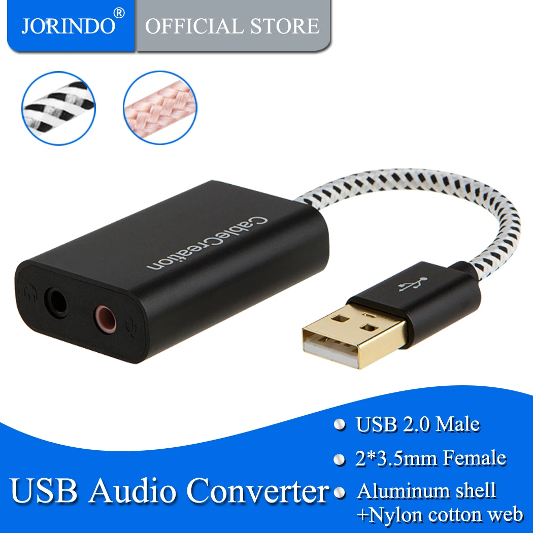 USB аудио адаптер JORINDO Внешний стерео звуковой для Windows Mac Linux Экстра подключи и