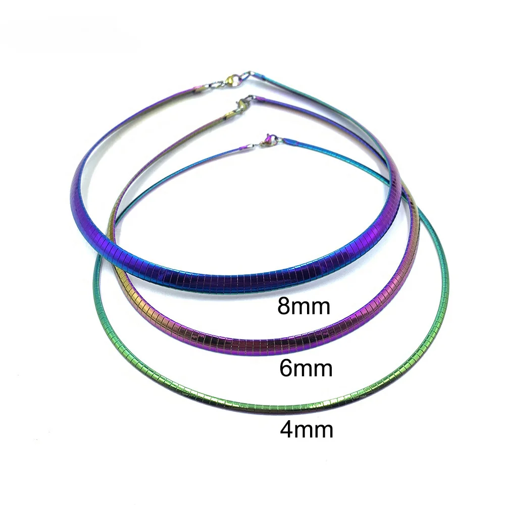 USENSET 3 Colors Collar Stainless Steel Necklace Women Choker Torques Jewelry Snake Chain Bracelet Set metal choker necklace,snake necklace