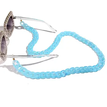 

Flatfoosie 72cm Fashion Summer Style Sunglasses Chain Solid Color Transparent Acrylic Glasses Chain Adjustable Neck Lanyards