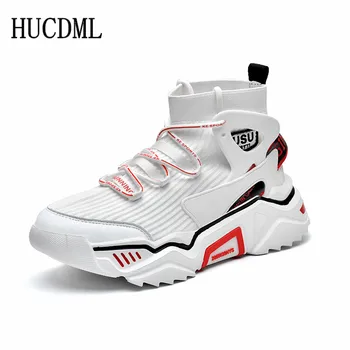 

HUCDML 2020 New Comfortable Fashion Mens Shoes Casual Platform Sneakers Spring/Autumn White Black Beige Dropshipping