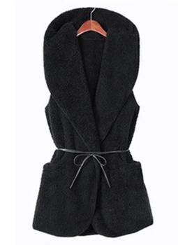 

Women Fashion Solid Color Casual All-match Warm Lamb Sleeveless Bow-knot Decoration Sweater Vest Jacket