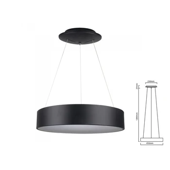 

V-TAC SV3993 Led pendant lamp modern circular black 450mm diameter 25W 3000K color dimmable SKU-3993