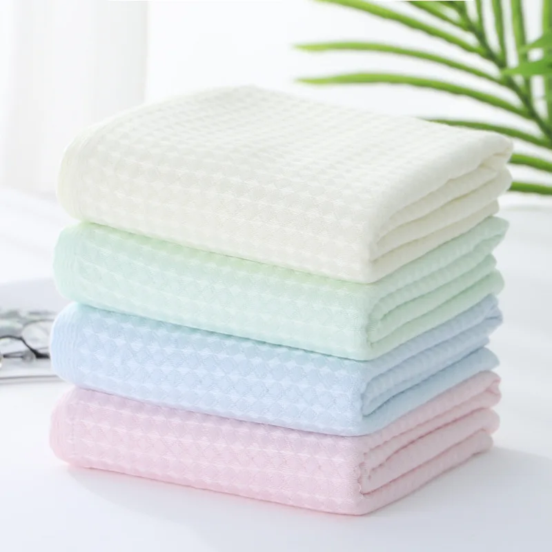 

100% Bamboo Fiber Soft And Quick-Drying Waffle Bath Towel Absorbent Beach Towel For Body Towel TJ3759