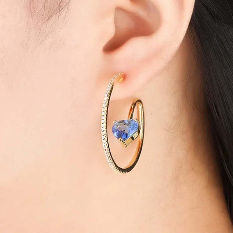 

Gold Copper Blue Green Purple AAA Cubic Zirconia Big Round Earrings Fashion Female Party Gift For Womens Fashion jewelry