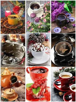 

5d Diy Diamond Painting Coffee Cup Fruit Round Diamond 2020 Christmas Handmade Art Picture Home Boutique Decoration