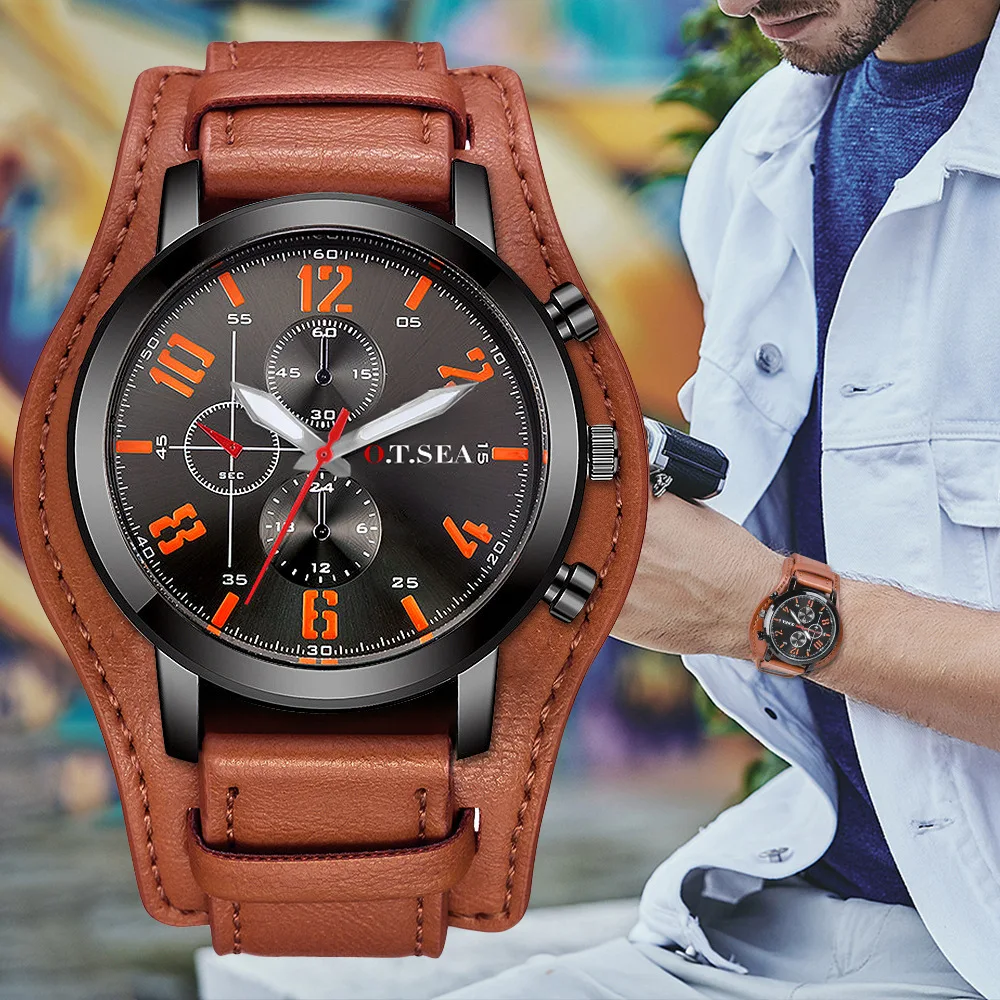 

2020 Top Brand Luxury Mens Watches Male Sport Military Clock Leather Strap Quartz Business Men Watch