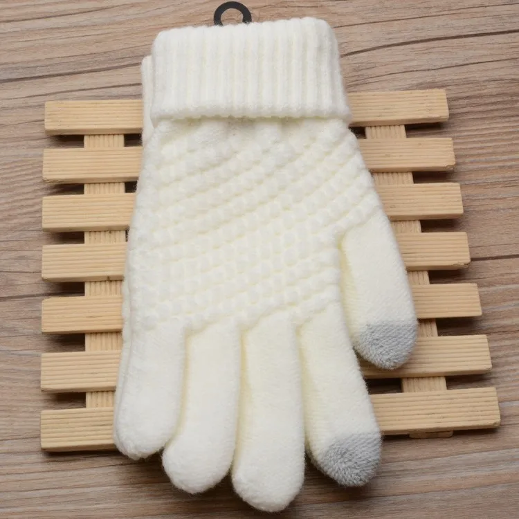 Hot Selling Winter Gloves For Men And Women Solid Color Knitted Touchscreen Mittens Glove Keep Warm Fleece Guantes#15