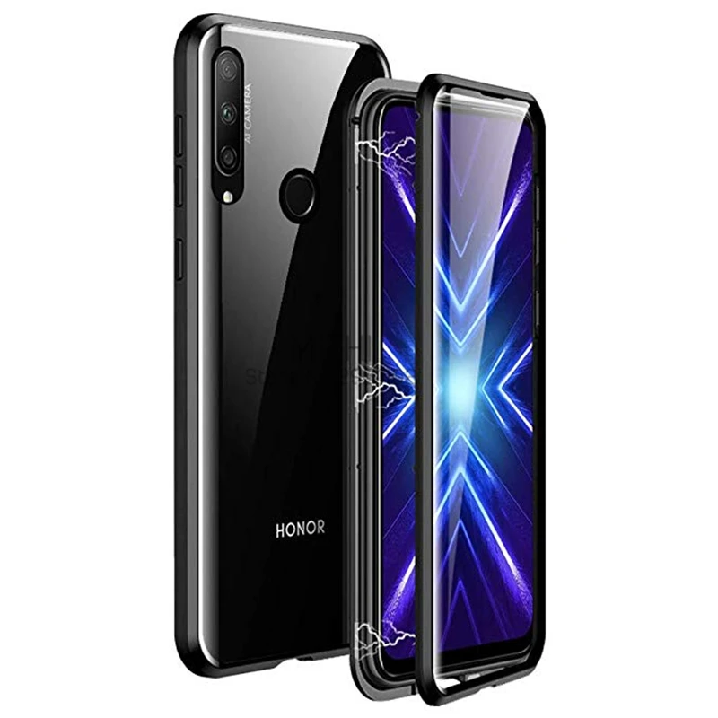 Двухсторонний стеклянный чехол для honor 9x STK LX1 магнитный металлический бампер huawei