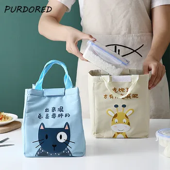 

PURDORED 1 Pc Women Lunch Bags Waterproof Cute Animal Food Picnic Lunch Box Bag Insulated Cooler Bags Portable Breakfast Pouch