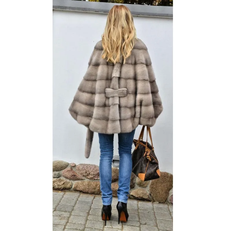 New Loose Bat Sleeved Natural Real Mink Fur Coat Many types Collars Real Fur Coat Women Winter Warm Thick Real Fur jacket