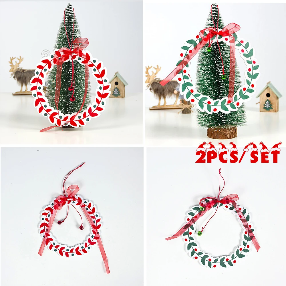 Деревянный Рождественский венок с бантом рождественская подвеска колокольчик