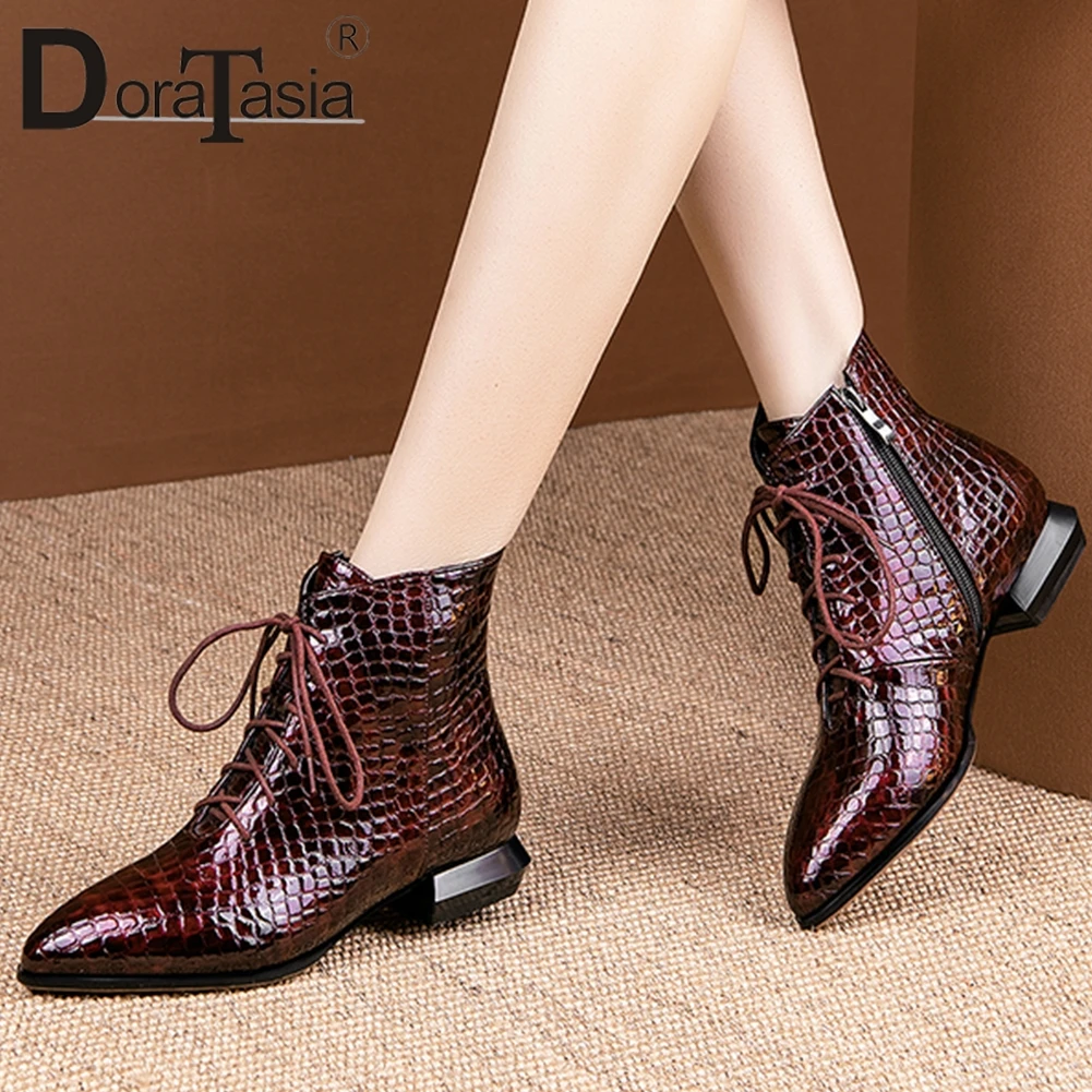 

DORATASIA Plus Size 33-50 Brand New Ladies Low Chunky Heels Boots Casual Ol Boots Women Fashion Pointed Toe Ankle Shoes Woman