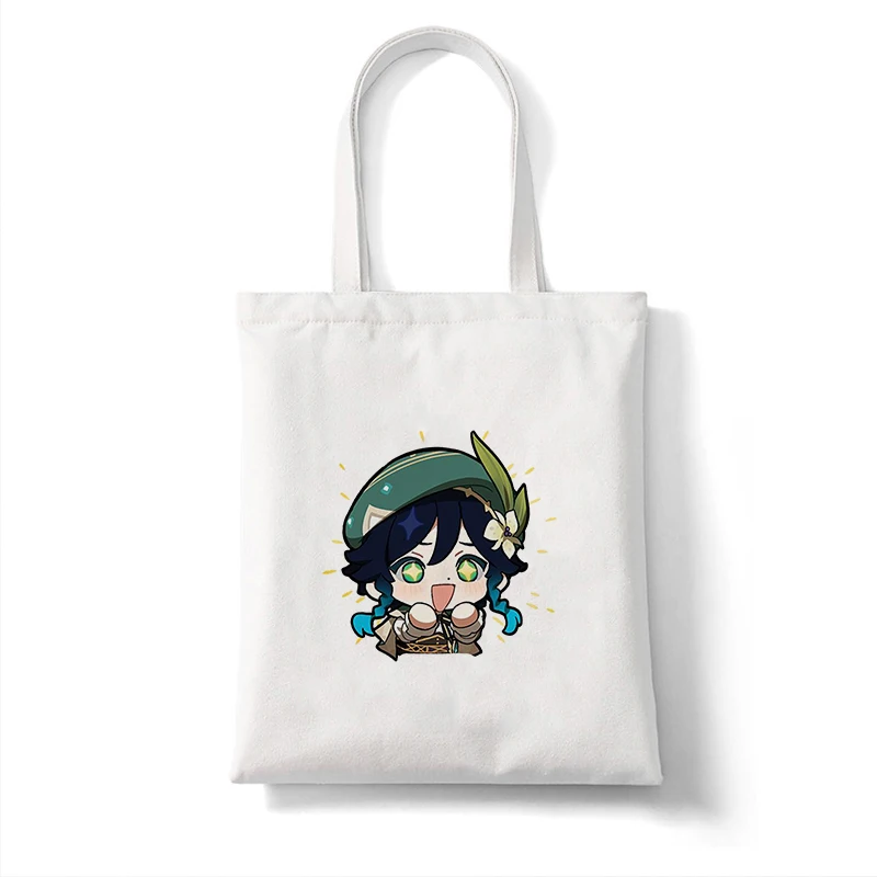 Canvas Bag Shopper Bag Genshin Game Kawaii Anime Shopping Bags Handbags Shoulder Bag Casual Handbag Women High Capacity Eco Bag