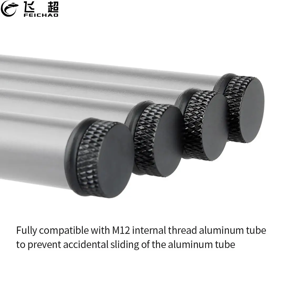 Aluminum Alloy M12 Threaded Anti-drop Pipe Cap for Dia 15mm Rod Tube Pole Accessory for DSLR Camera Follow Support Photography