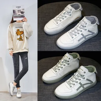 

2020 New white Sneakers Real Leather shoes woman flat shoes women platform sneakers Non-slip board shoes comfortable women shoes