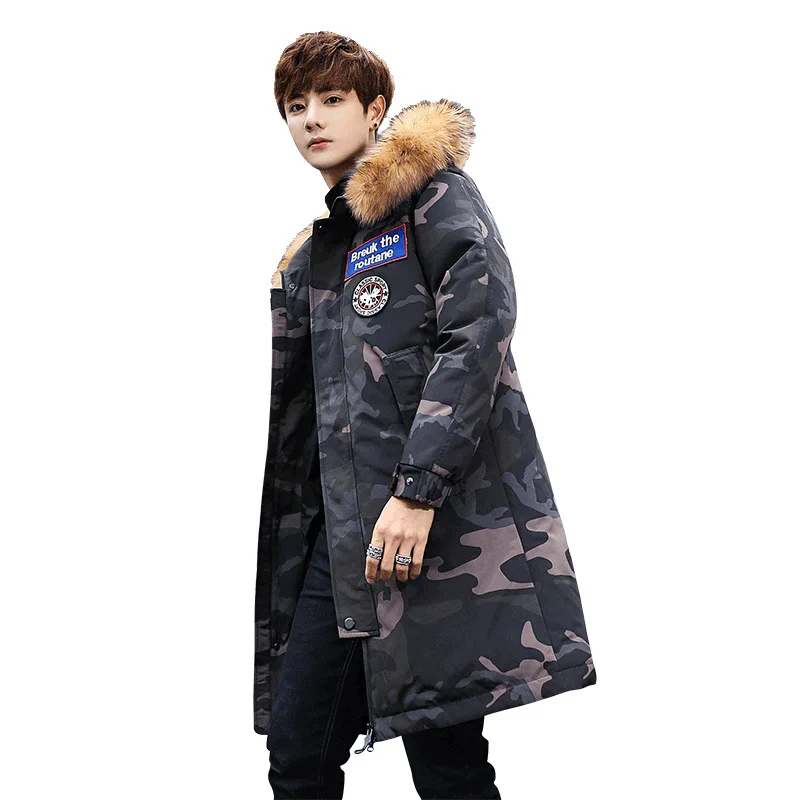 

Nice Pop Trendy Keep Warm Hi-Quality Fur Collar Comfortable Couple Longer Down Jacket Thicken Windproof Waterproof