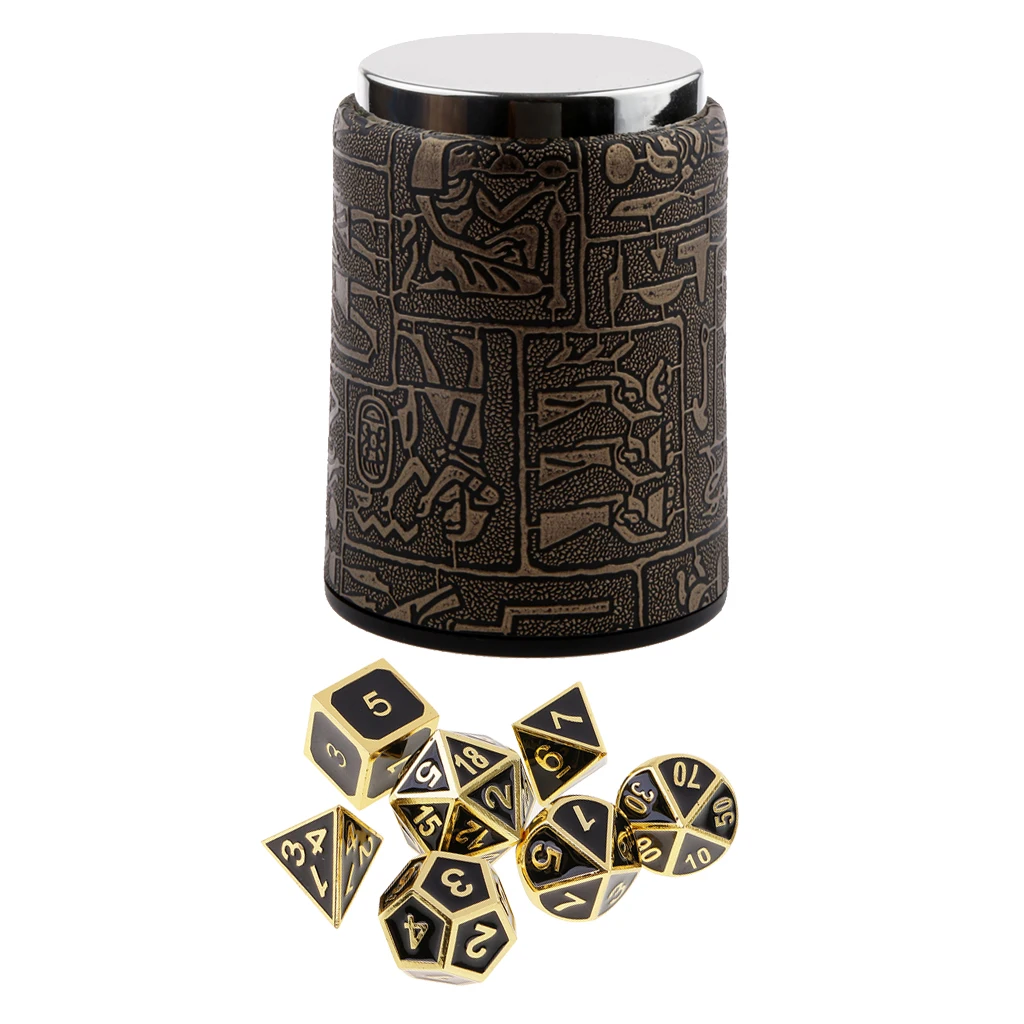 7 pieces Metal Polyhedral Dice for Dungeons & Dragons Dice Table Games RPG MTG+Dice Cup #1
