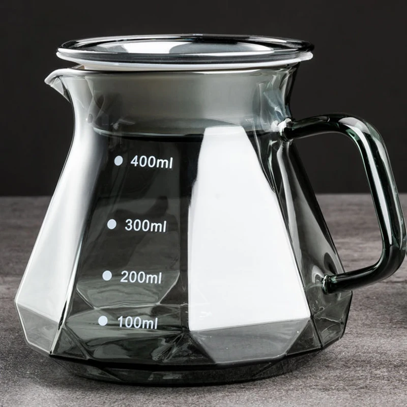 Coffee Pot Coffee Server Leeseph Clear Glass Range for Pour Over Coffee & Tea-600ml(20oz) Heatproof Thick Glass Body (Black)