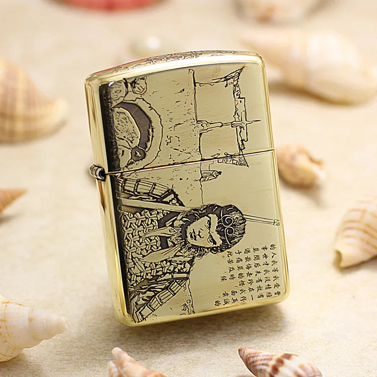 

Genuine Zippo oil lighter Pure copper 3D Chinese Odyssey cigarette Kerosene lighters With anti-counterfeiting code DHXY3D