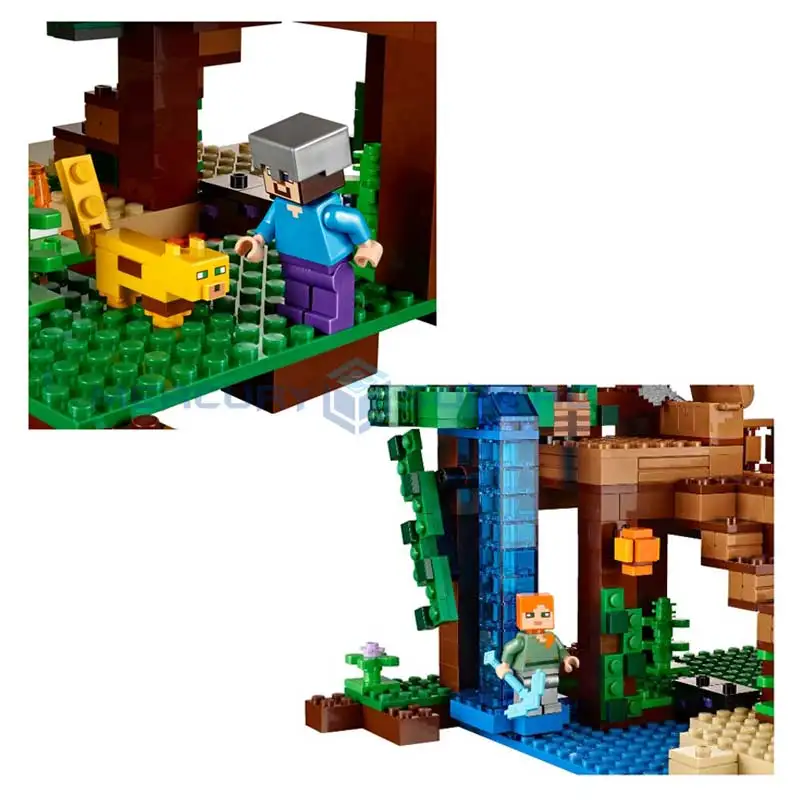 Jungle Tree House Building Blocks With Steve & Alex Action Figures Compatible My World Bricks Set Gifts Toys 21125 Jungle Tree House Building Blocks With Steve & Alex Action Figures Compatible My World Bricks Set Gifts Toys 21125