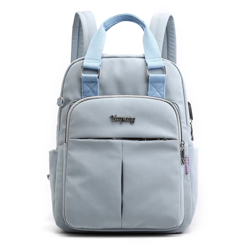 New Designer Backpacks Women Large Capacity Travel Bags Fashion Student School Backpacks Ladies Multi-pockets Backpacks - Цвет: Light Blue