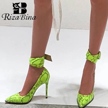 

RizaBina 5 Colors Women Sexy Pumps Shoes High-Quality Genuine Leather Pointed Toe Shoes Women Fashion Thin High Heels Size 33-42